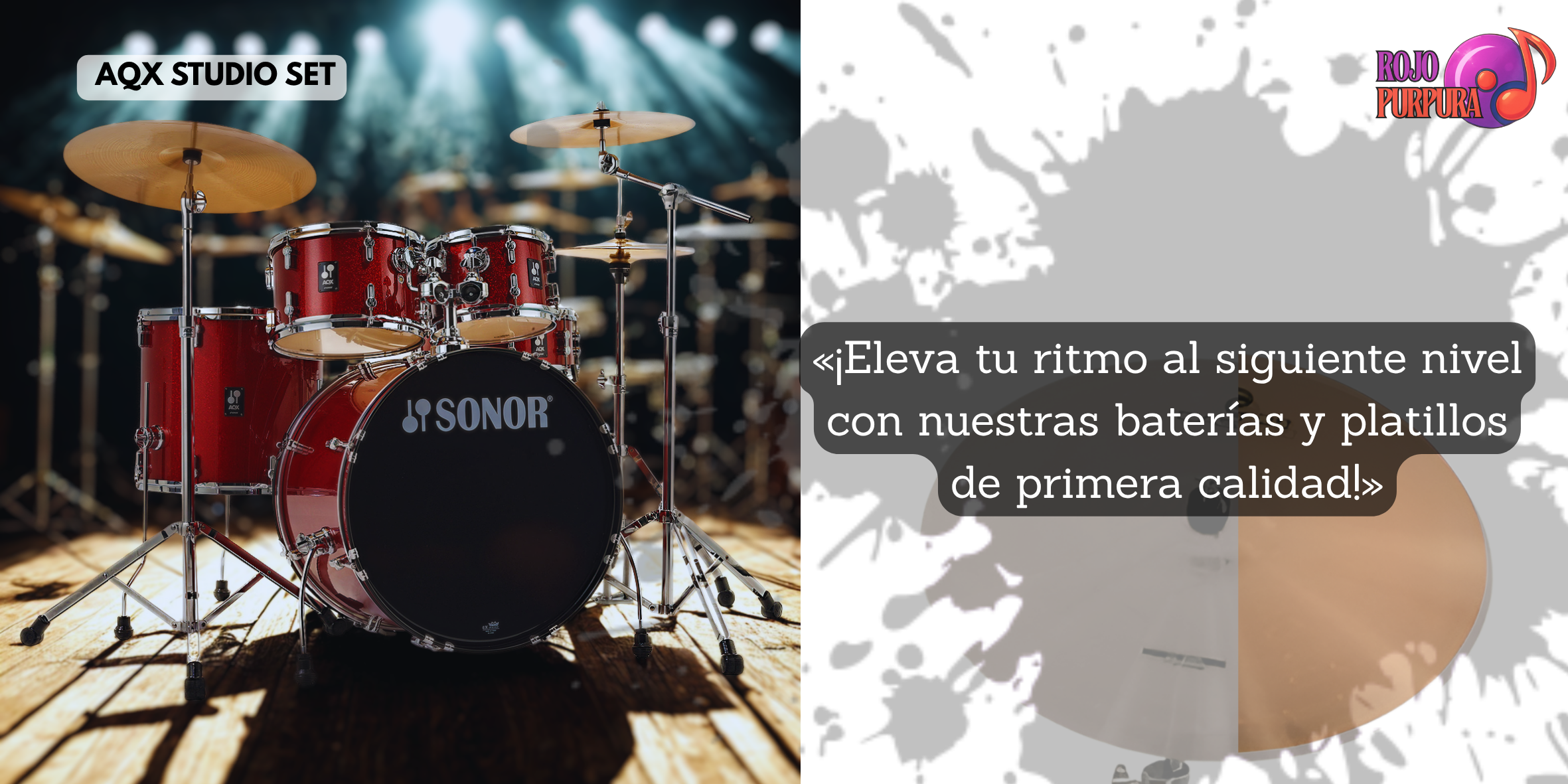 Batería instrumento, platillos, tambores