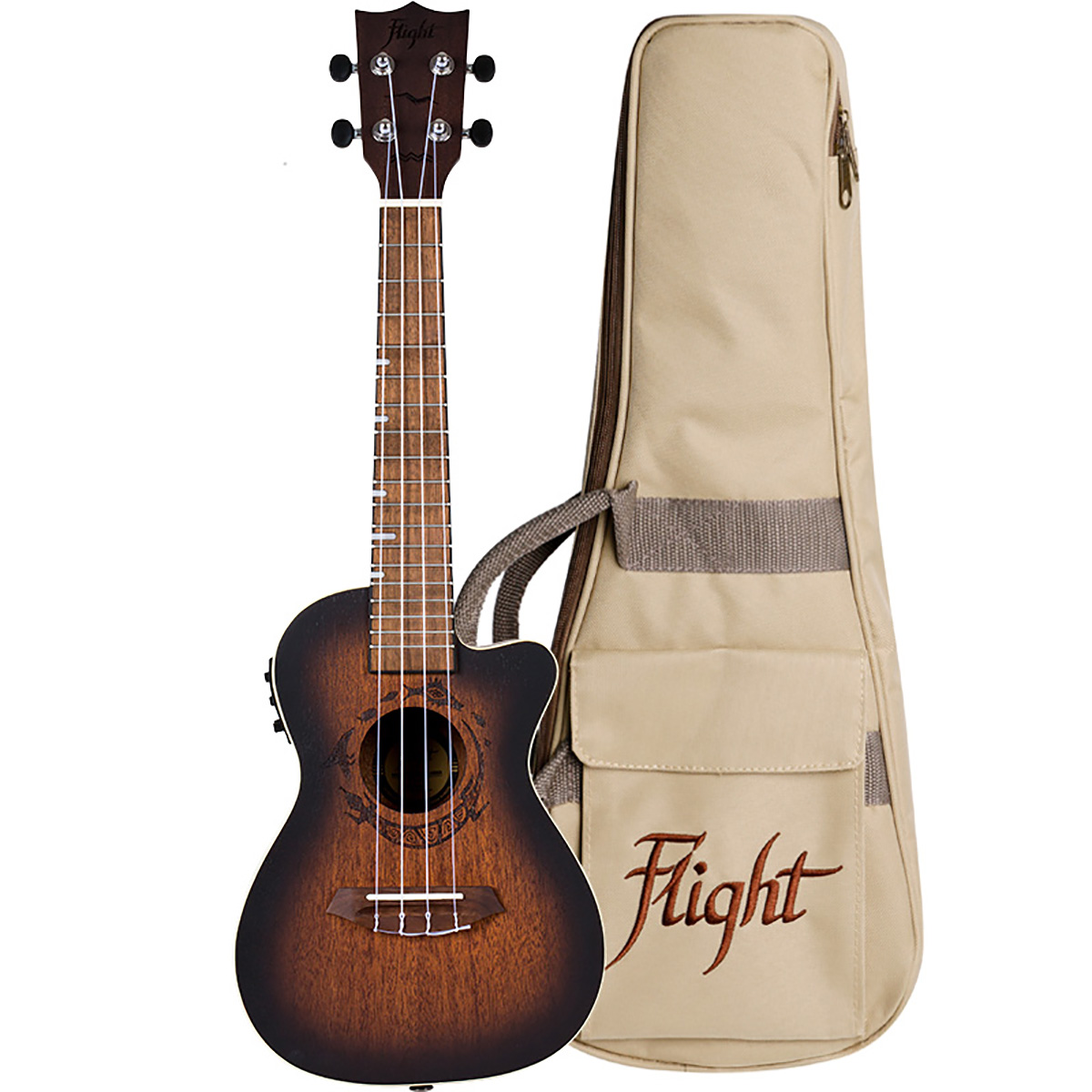 UKELELE FLIGHT E/ACUST DUC 380 CEQ AMBER