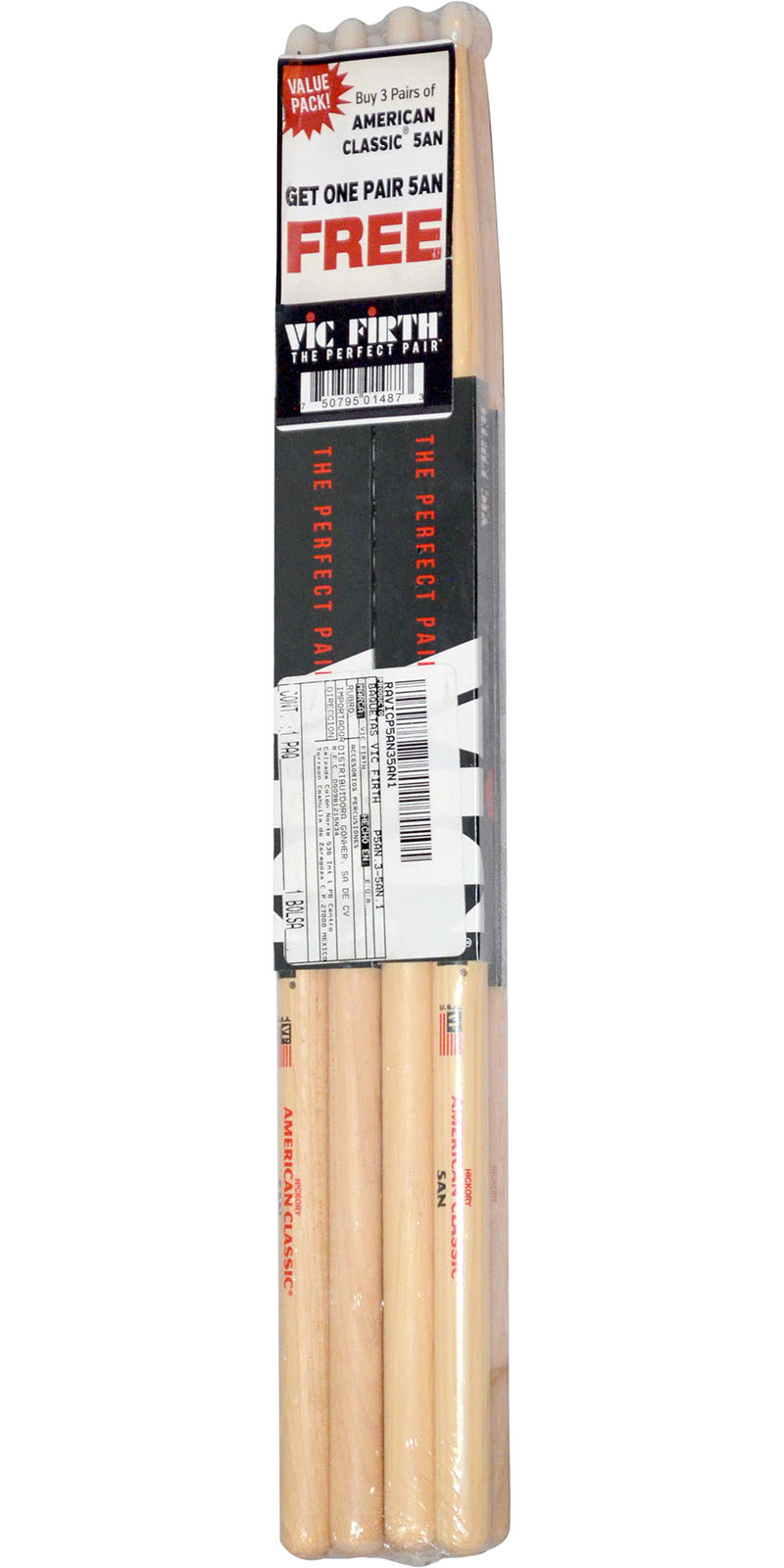 BAQUETAS VIC FIRTH    5AN    4 X 3